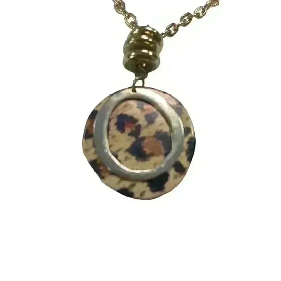 leopard Design Disk with golden chain Vintage - Picture 1 of 4